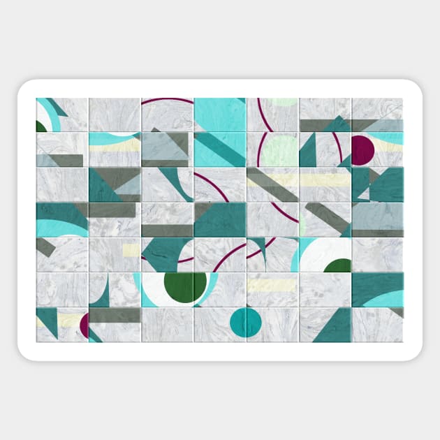 Geomtric Abstract in Tiled Marbled Paper Sticker by MarbleCloud